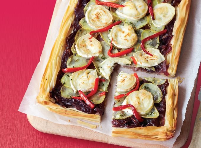 Goat S Cheese Red Onion And Potato Filo Tart Vegetarian Recipe