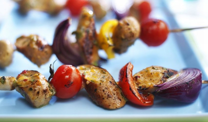 Sticky Quorn Sausage Skewers