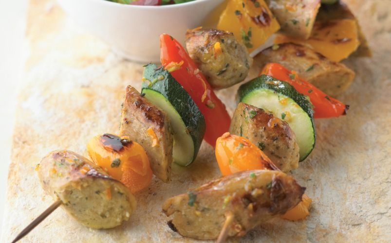 Wild Garlic and Parsley Sausage Kebabs Recipe: Veggie