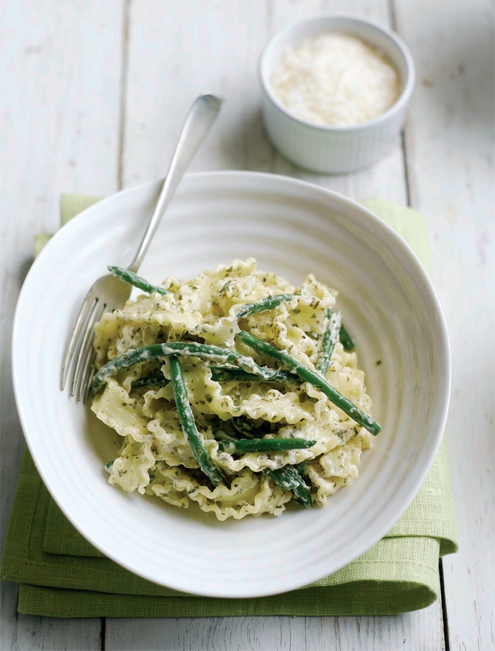 Pappardelle with Green Beans in a Cream, Herb and Lemon sauce