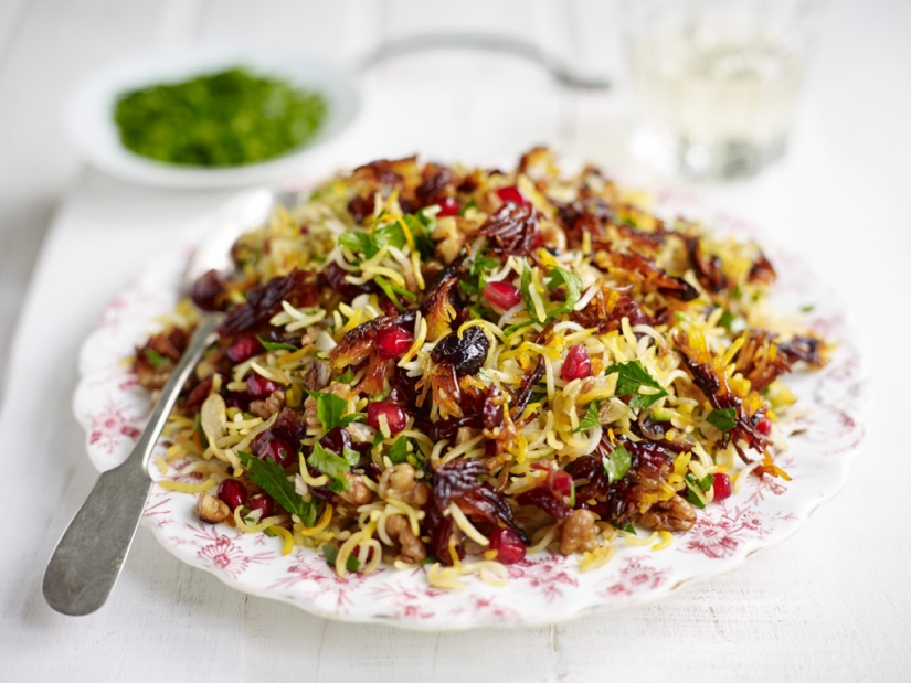 Winter Jewelled Aromatic Rice with Pomegranates, Walnuts & Parsley