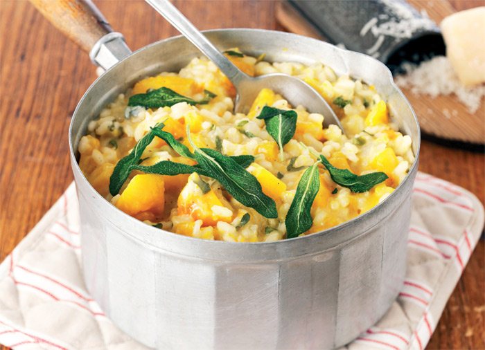 Squash Risotto with Sage and Blue Cheese Recipe: Veggie