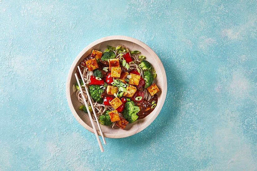 Spicy Chinese Tofu & Broccoli Noodles Recipe: Veggie