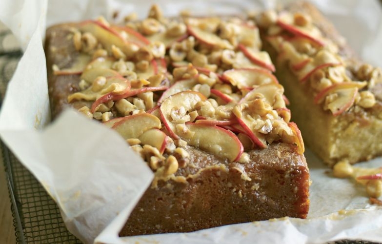 Apple Cake with Hazelnut Caramel Topping