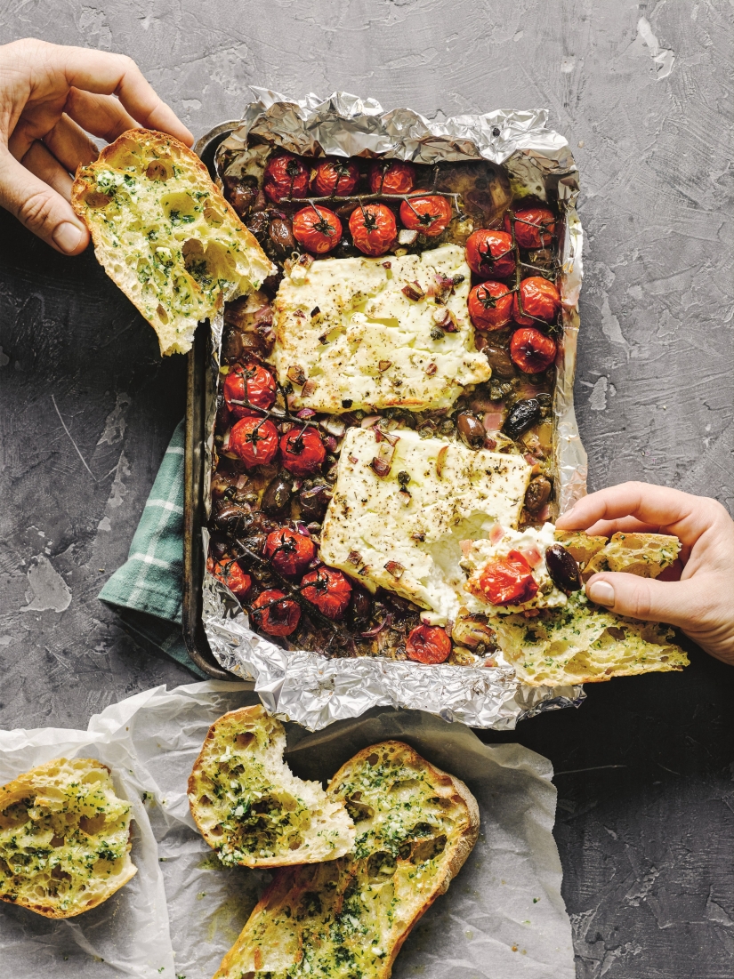 Baked Feta, Cherry Tomatoes & Garlic Ciabatta