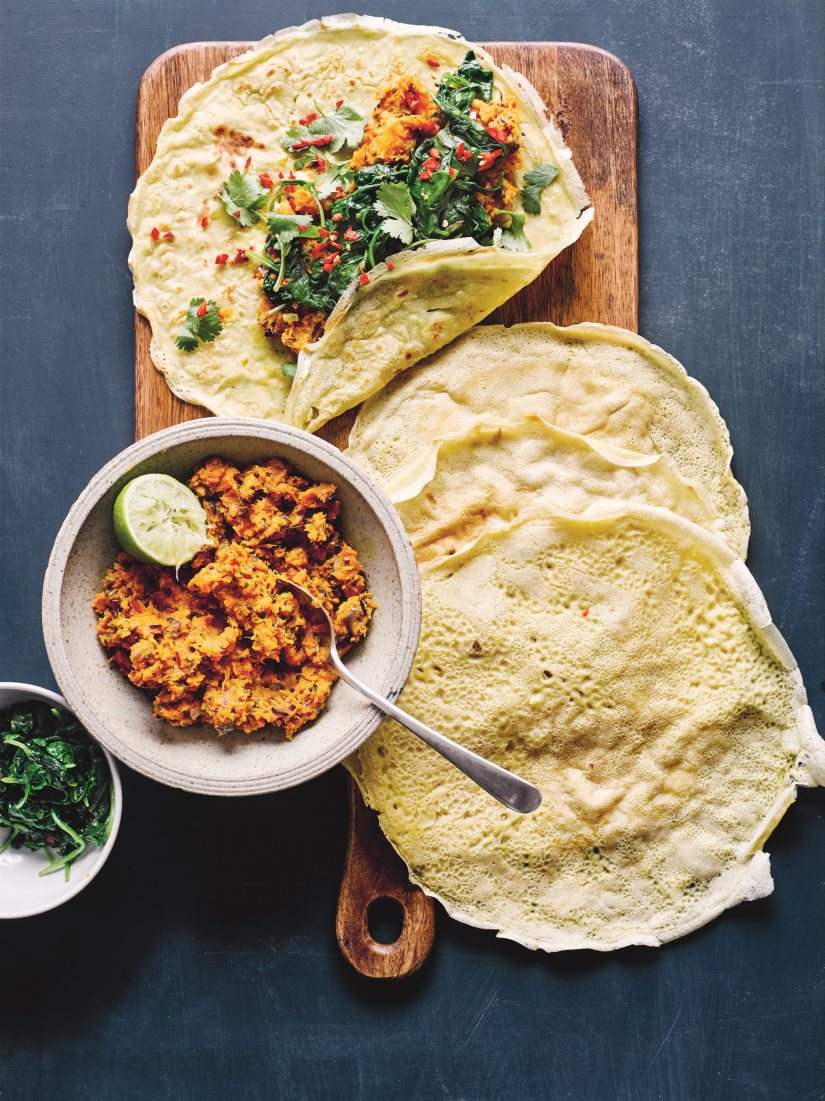 Sweet Potato Dosas Recipe: Veggie