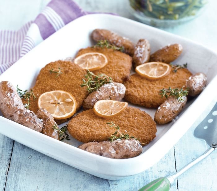 Baked Schnitzels with Lemon and Thyme Recipe: Veggie