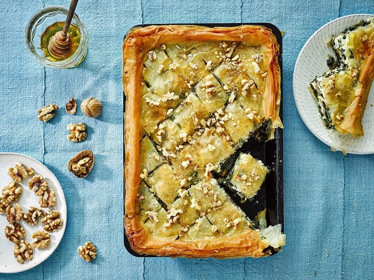 California Walnut, Spinach and Feta Baklava Recipe: Veggie