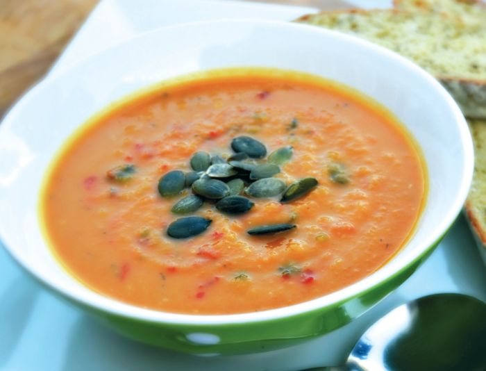 Butternut Squash Soup with Chilli, Garlic and Coriander Recipe: Veggie