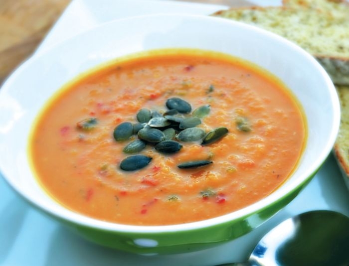 Butternut Squash Soup with Chilli, Garlic and Coriander