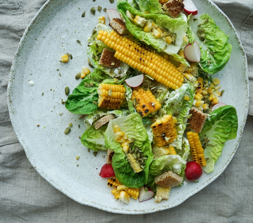 Charred Sweetcorn Caesar Salad