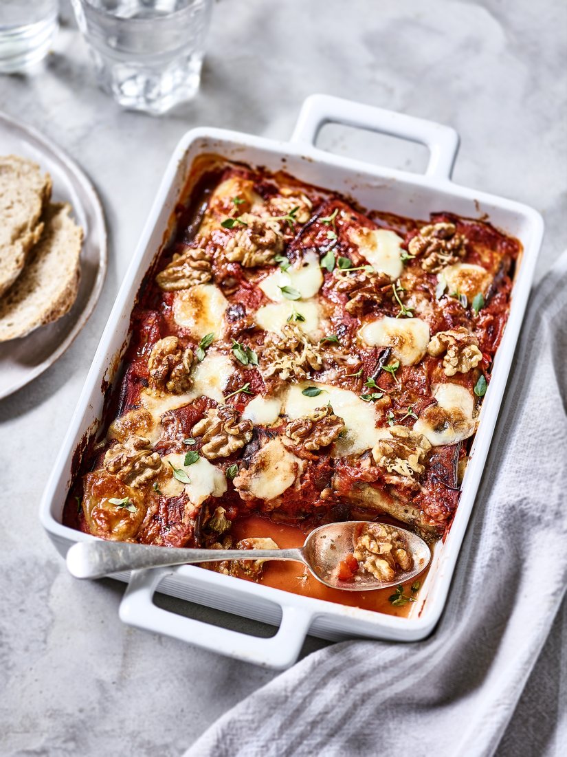 Aubergine & Walnut Parmigiano Recipe: Veggie