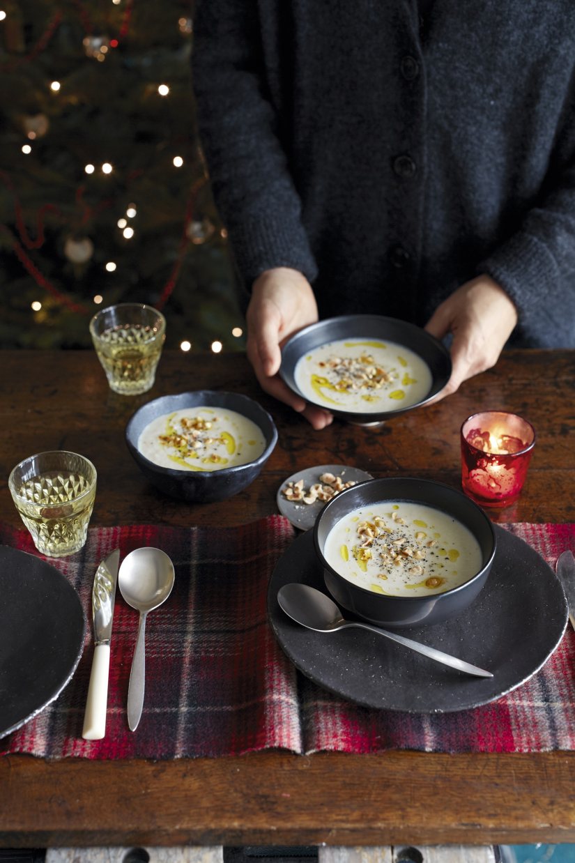 Celeriac Soup with Toasted Hazelnuts & Truffle Oil Recipe: Veggie