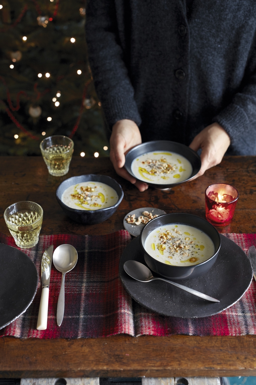 Celeriac Soup with Toasted Hazelnuts & Truffle Oil