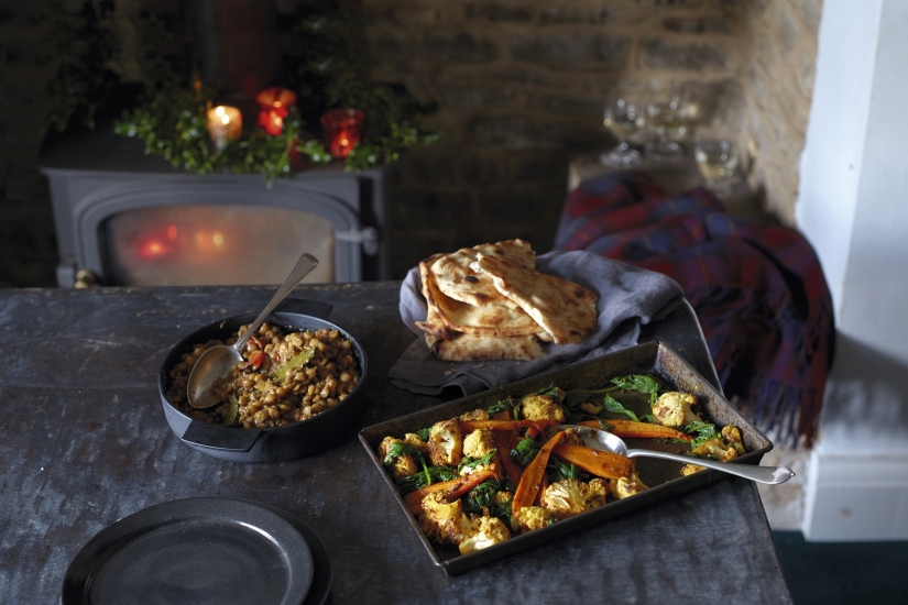 Chana Dhal with Spicy Roasted Vegetables