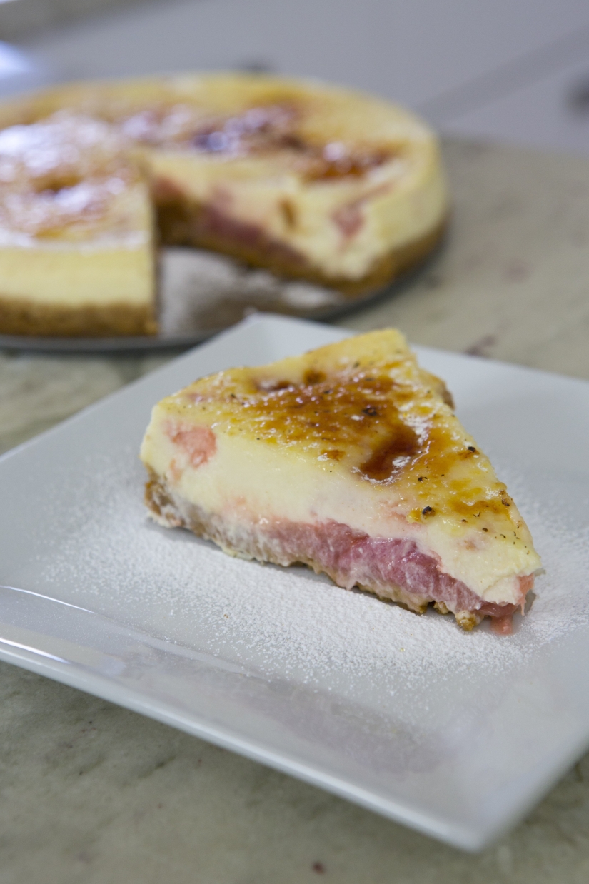 Rhubarb Brulee Cheesecake