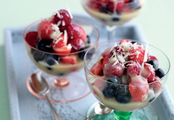 Chilled Berries with White Chocolate Sauce Recipe: Veggie