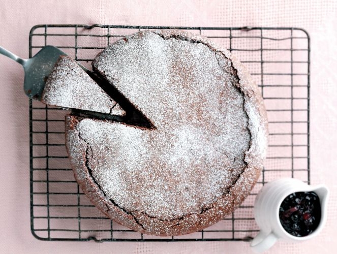 Chocolate Torte with Blackcurrant and Ginger Compote