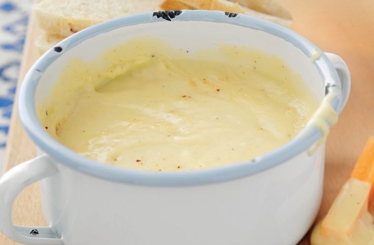 Classic Cheddar Fondue with Root Vegetables