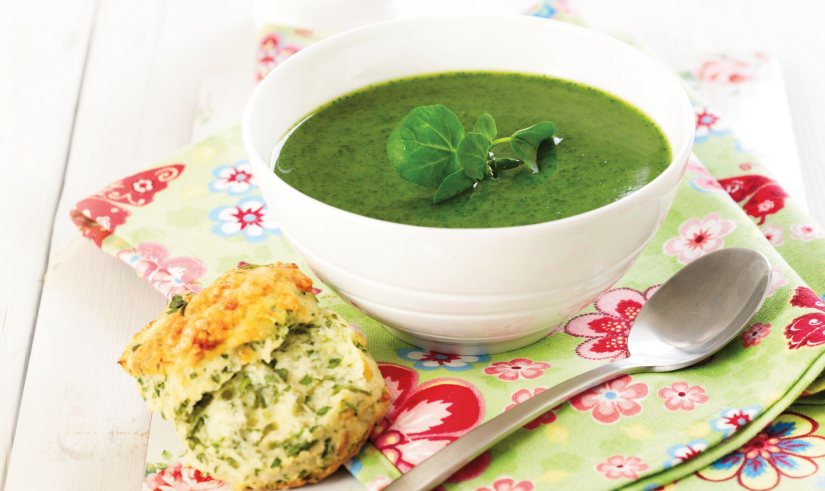 Classic Watercress Soup and Cheddar Scones Recipe: Veggie