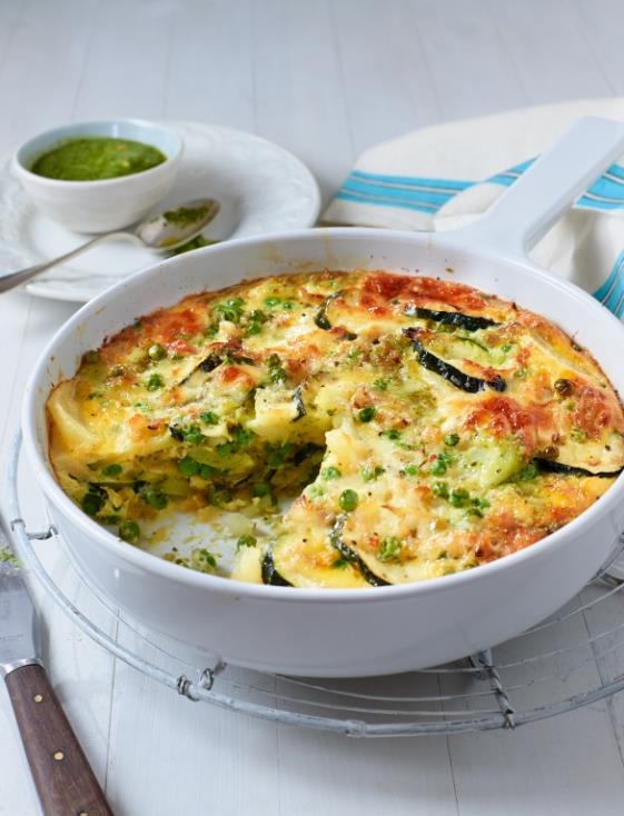 Courgette, Pea and Pesto Frittata