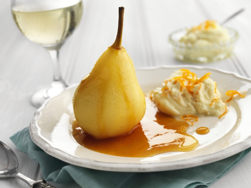 Poached Pears with Orange Mascarpone