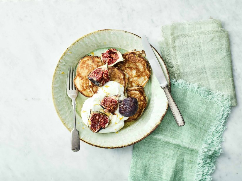Day-After Porridge Pancakes with Grilled Honey and Orange Figs Recipe: Veggie