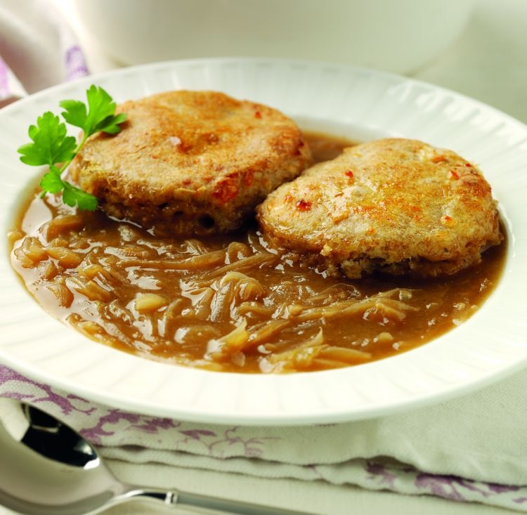 French Onion Soup with Wholemeal Cheese Cobblers