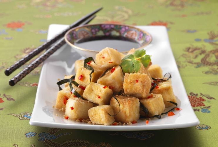 Fried Tofu in Chinese Sesame Soy Sauce