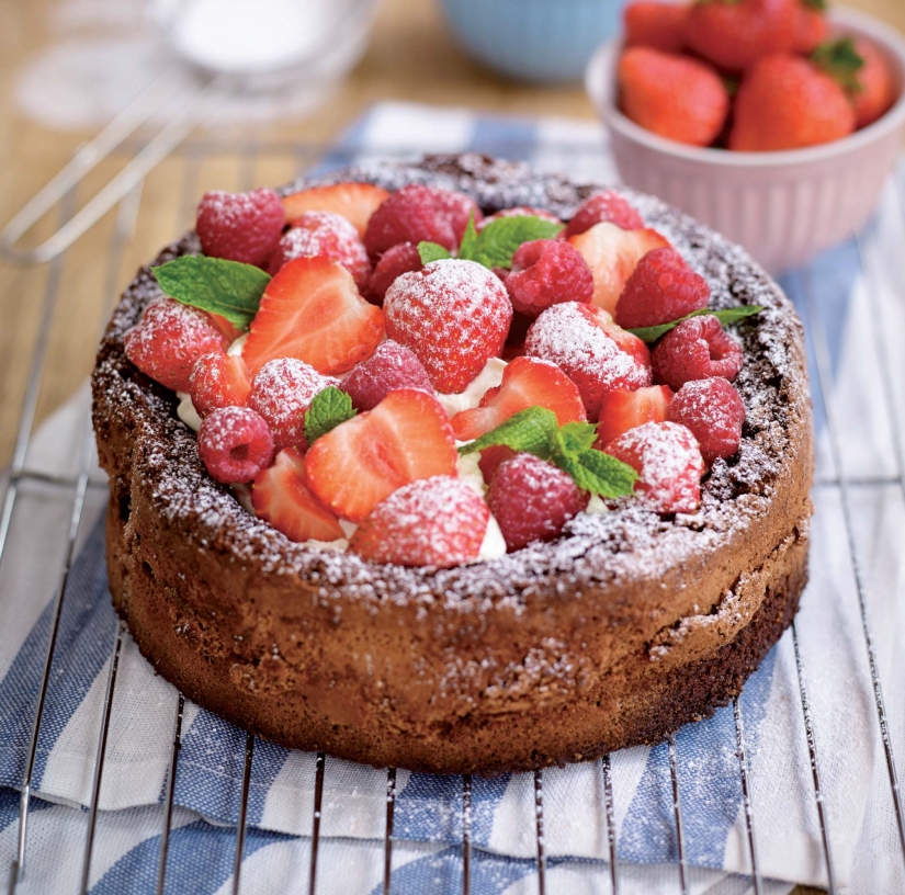 Gluten-Free Chocolate Cake with Strawberries and Raspberries
