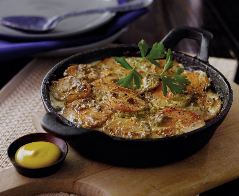 Sweet Potato Mustard Gratin