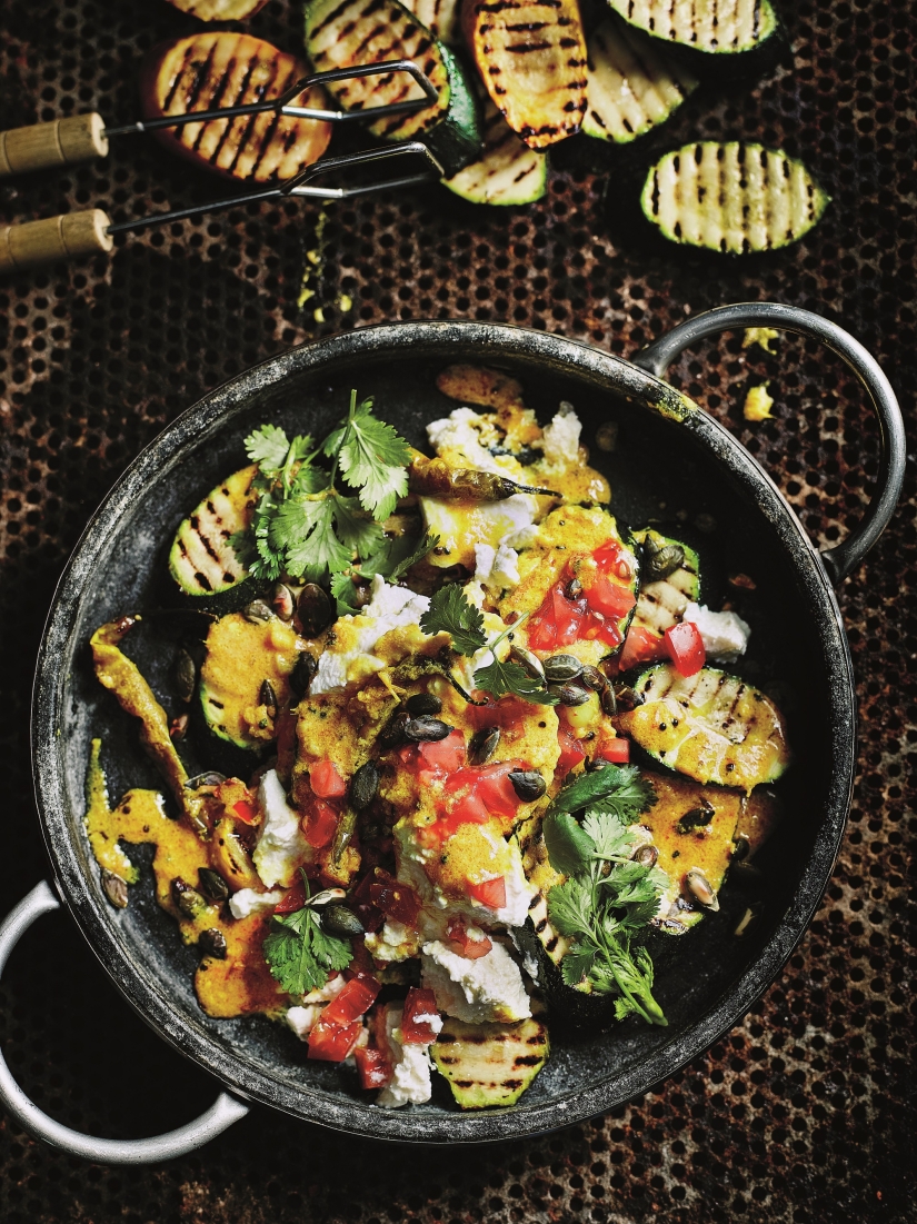Anjum Anand’s barbecued courgettes with Bengali sauce