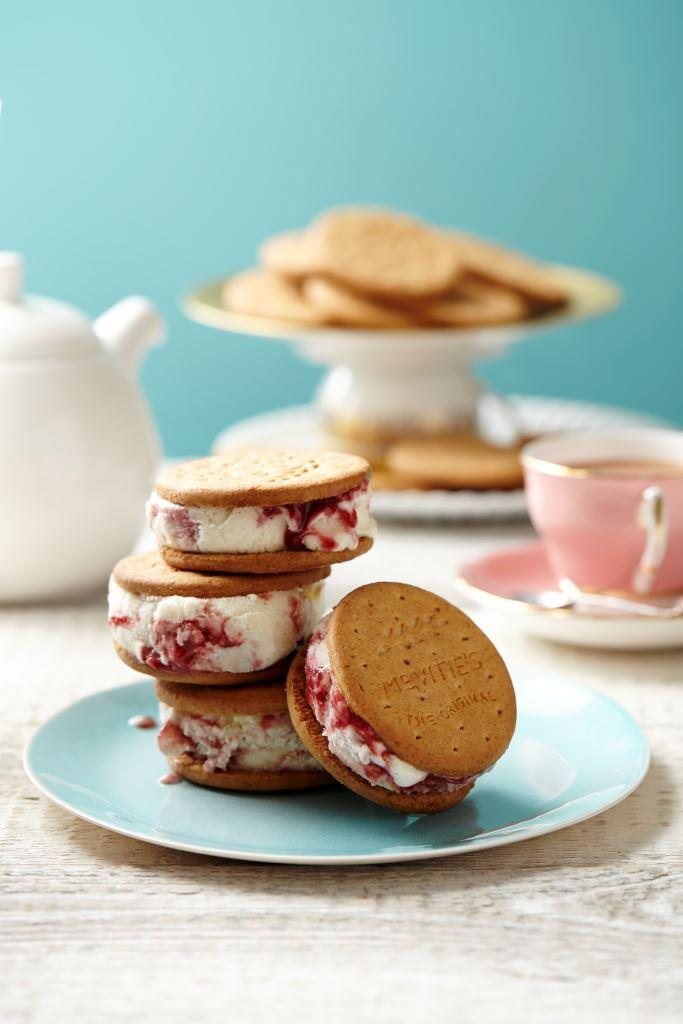 Raspberry Ripple Digestive Ice Cream Sandwiches Recipe: Veggie