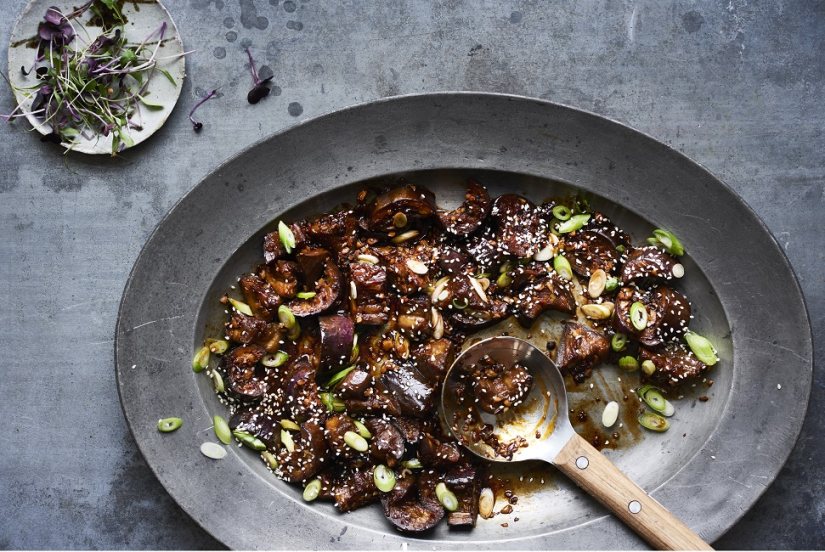 Ken Hom’s Braised Spicy Aubergines Recipe: Veggie