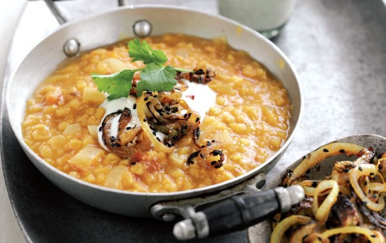 Lentil Dhal with Spiced Onions Recipe: Veggie