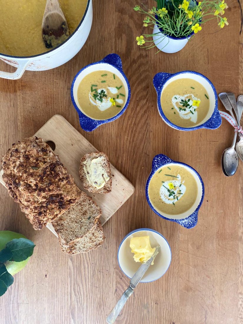 Corn Soup and Granola Bread Recipe: Veggie