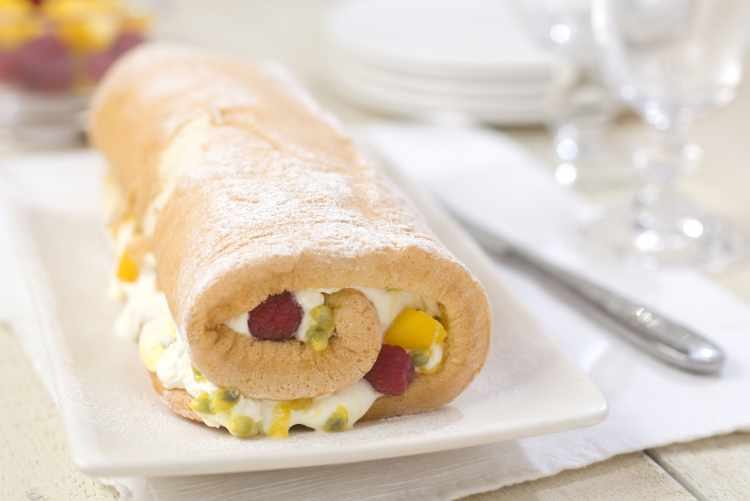 Mango, Pineapple and Passionfruit Roulade Recipe: Veggie