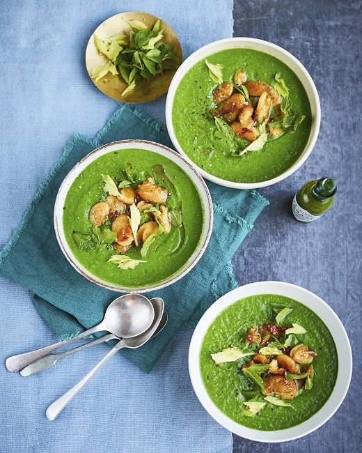 Crispy Butter Bean and Spinach Soup Recipe: Veggie