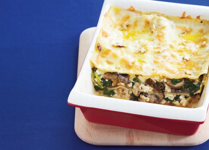 Mushroom, Spinach and Walnut Lasagne Recipe: Veggie