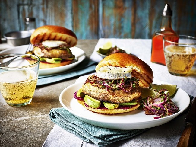 Portobello Mushroom, Beetroot and Goat’s Cheese Burgers Recipe: Veggie