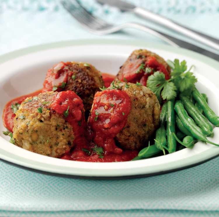 Oat and Chickpea Dumplings in Tomato Sauce