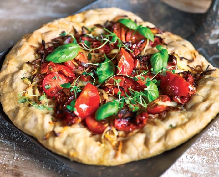 Oven-dried Tomato and Basil Pizza Recipe: Veggie
