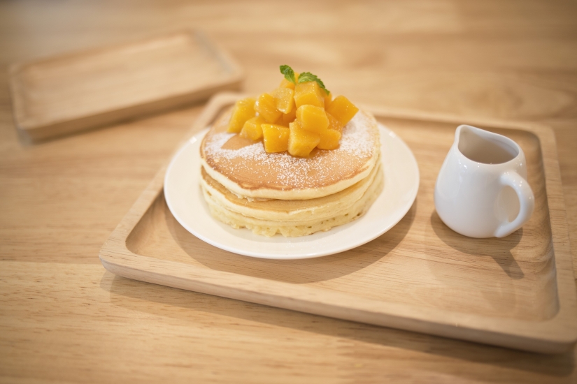 Peach, Orange and Passion Fruit Pancakes