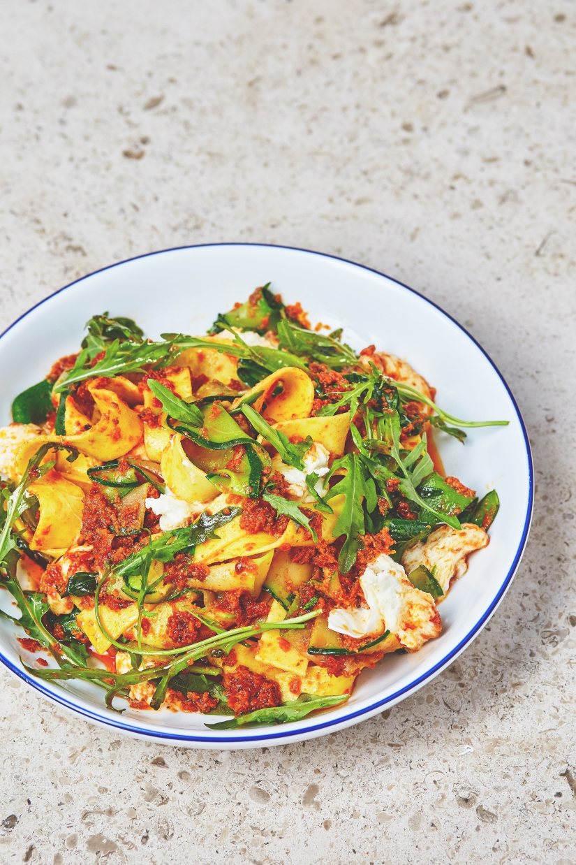 Pappardelle and Courgettes with Oak Smoked Paprika Pesto Recipe: Veggie