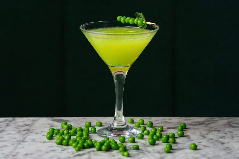 Pea and elderflower cocktail