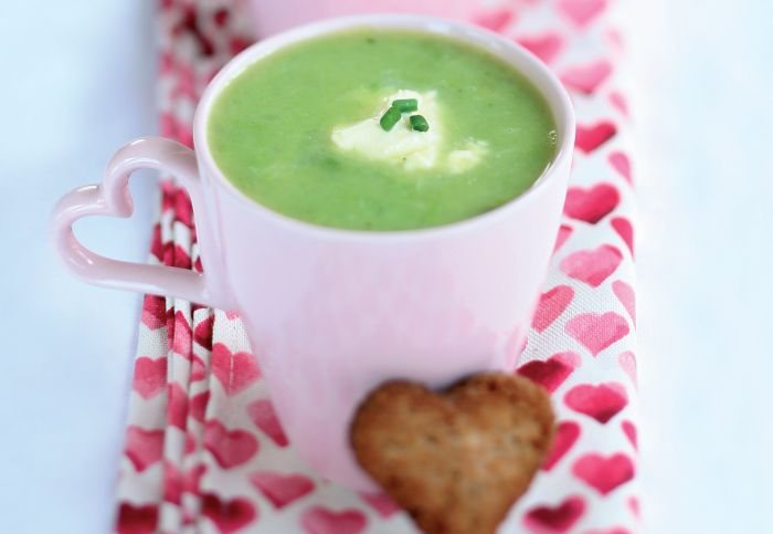 Pea and Roasted Garlic Soup Recipe: Veggie