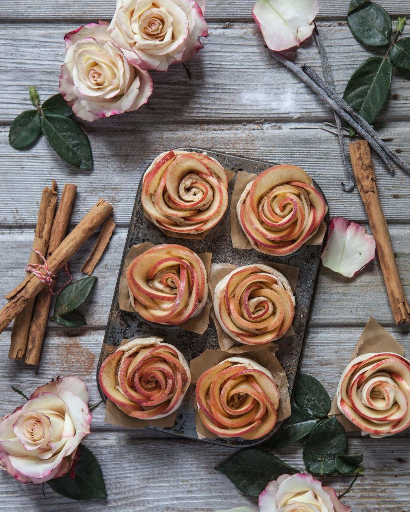 Pink Lady Apple Roses in Puff Pastry Recipe: Veggie