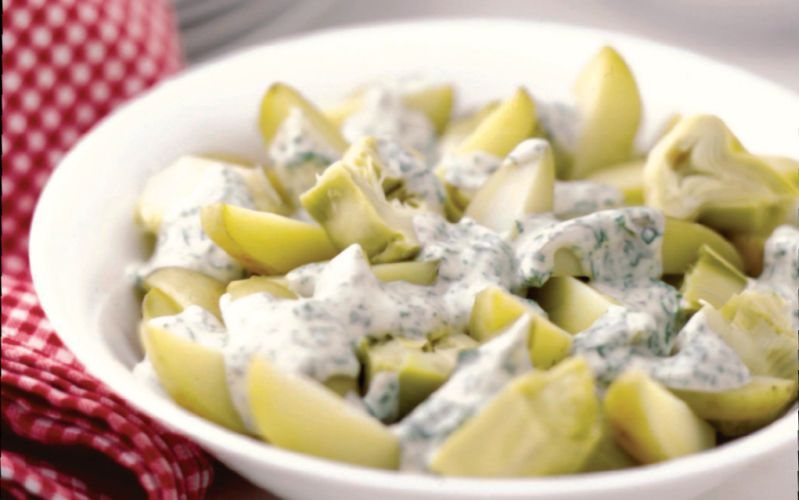 Potato and Artichoke Salad with Herb Yoghurt Dressing Recipe: Veggie