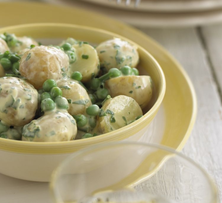 Potato and Pea Salad with Lemon Yoghurt Dressing