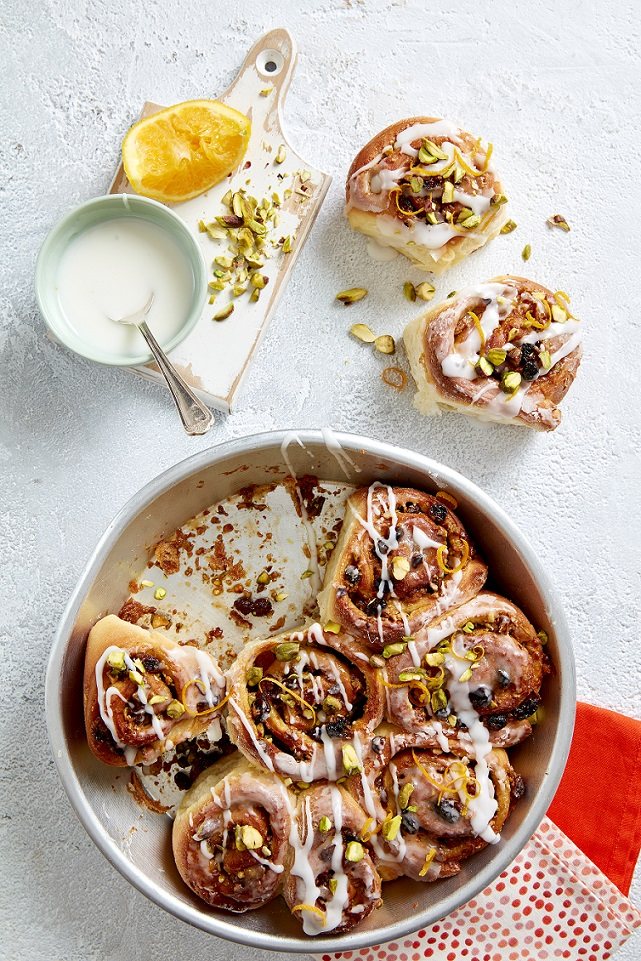 South African Raisin, Orange and Pistachio Swirls Recipe: Veggie